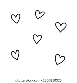 Hand drawn Collection Set of hearts isolated on white background.