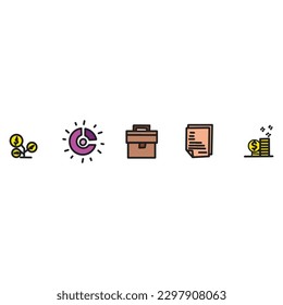 Hand drawn collection set of icons isolated on white background.Set contains business icons.Vector illustration eps10 