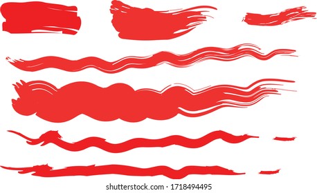 Hand drawn collection set, Isolated on white background. Grunge vector dry brush strokes set.