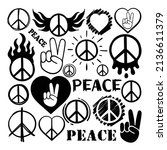 Hand drawn collection set peace symbol scribble doodle Premium Vector