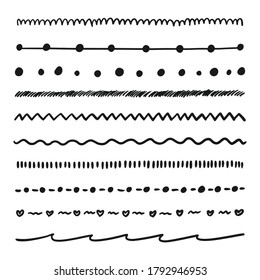 Hand drawn collection set of underline. Doodle line design - elements,borders, scribble,strokes.Marker strokes -artistic pen brushes