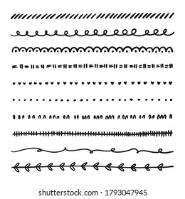 Hand drawn collection set of underline. Doodle line design - elements,borders, scribble,strokes.Marker strokes -artistic pen brushes