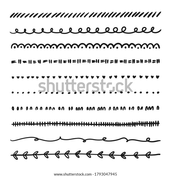 Hand drawn collection set of underline. Doodle\
line design - elements,borders, scribble,strokes.Marker strokes\
-artistic pen brushes