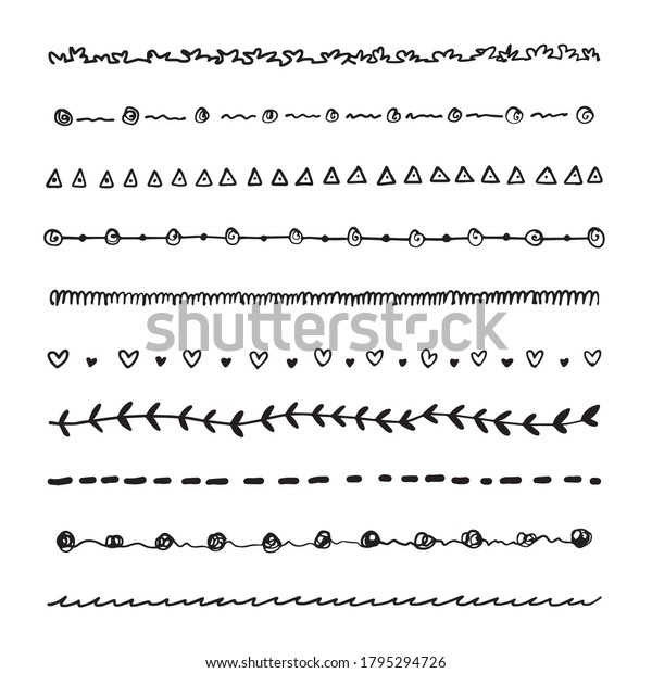 Hand drawn collection set of underline. Doodle\
line design - elements,borders, scribble,strokes.Marker strokes\
-artistic pen brushes