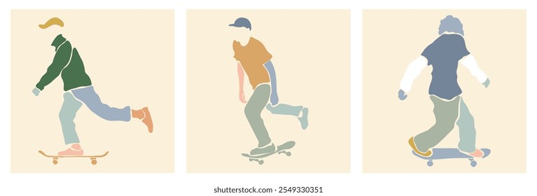 Hand drawn collection collection of skaters- vector illustration 