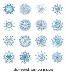 Colección de copos de nieve a mano para el diseño invernal