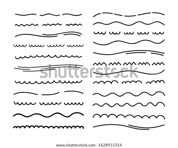 Hand drawn\
collection of underline strokes in marker brush doodle style.\
Various Shapes. Vector graphic\
design.