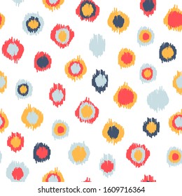 Hand drawn colofrul seamless pattern. Cute ikat print. Vector illustration.