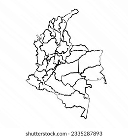 Hand Drawn Colombia Map Illustration, can be used for business designs, presentation designs or any suitable designs.