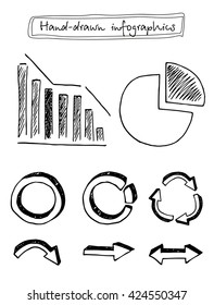  hand drawn color arrow set