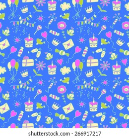 Hand Drawn Color Birthday Seamless