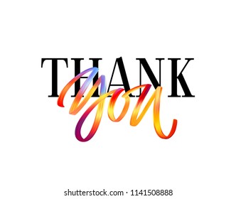 Hand drawn color brush lettering quote Thank You. Vector illustration EPS10