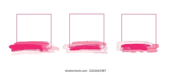 Hand drawn color brush stroke frames set for social media with place for text. Vector stock illustration for design template post about sale, creative image, banner, poster, social network. EPS10