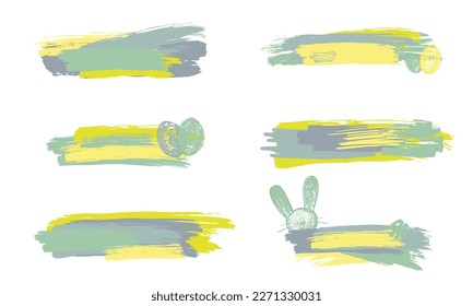 Hand drawn color brush stroke set for social media with place for text. Vector stock illustration for design template post about sale, creative image, banner, flyer, poster, social network. EPS10