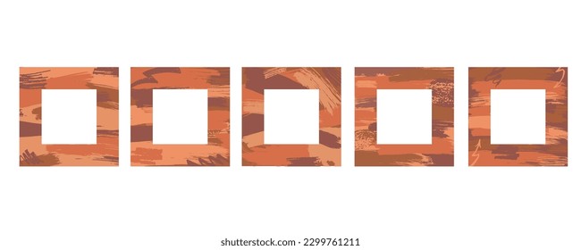Hand drawn color brush stroke frames for social media with place for text. Vector stock illustration pack for design template post about sale, creative image, flyer, poster, social network. EPS10