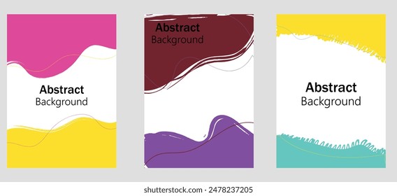 Hand drawn color brush stroke backgrounds for social media with place for text. Vector stock illustration pack for design template post about sale, creative image, flyer, poster, social network.