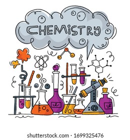 Hand drawn color chemistry and science