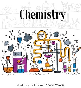 Hand drawn color chemistry and science