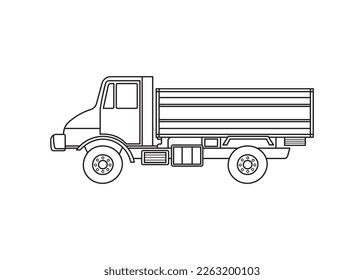 Hand drawn color children construction single dump truck clipart