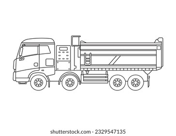 Hand drawn color children construction electric dump truck construction vehicle clipart