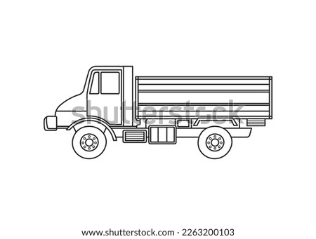 Hand drawn color children construction single dump truck clipart
