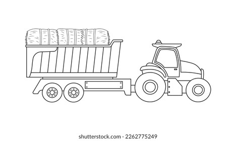 Niños de color dibujados a mano tractor agricultor y bañera de vertedero con clipart