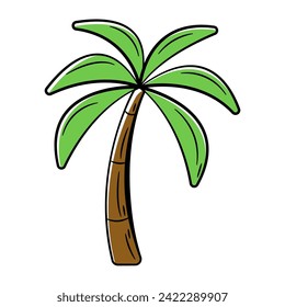 Hand Drawn Color Date Palm Tree Icon.
Doodle Islamic Icon Collections