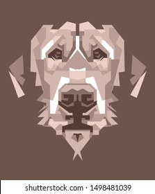 Hand drawn color of dog face. Dog T-shirt graphics. Vector color dog  illustration.