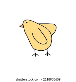 hand drawn color element for easter, chicken