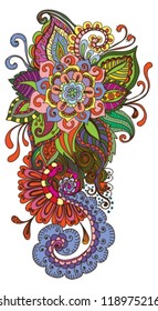hand drawn color floral background, illustration, vector