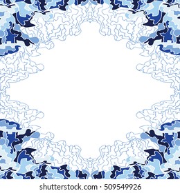 hand drawn color geometric  frame with see ornament. Vector illustration.looks like seaweed