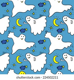 Hand Drawn Color Halloween Seamless