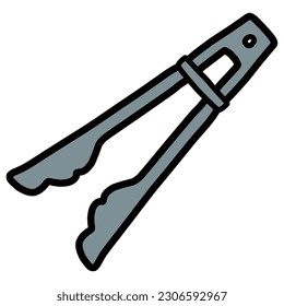 Hand drawn color illustration of simple tongs.