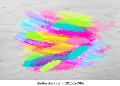 Hand drawn color paint strokes on wooden background