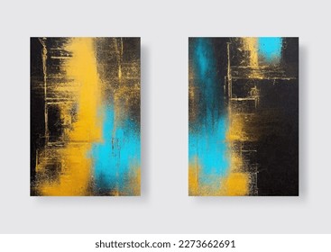 Hand drawn color painting. Abstract art background. Color texture set. Fragment of artwork. Brushstrokes of paint. Modern art. Contemporary art. Colorful canvas. Vector illustration.