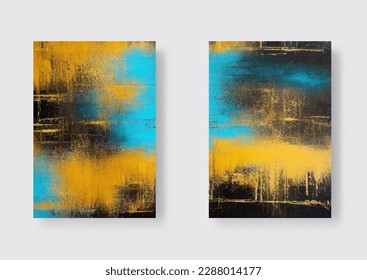 Hand drawn color painting. Abstract art background. Color texture set. Fragment of artwork. Brushstrokes of paint. Modern art. Contemporary art. Colorful canvas. Vector illustration.