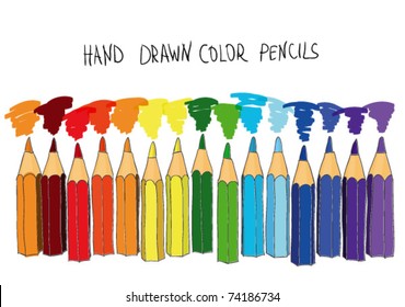 Hand drawn color pencils