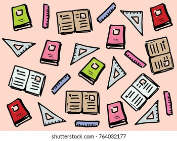 Hand drawn color school background, vector