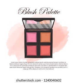Hand drawn color sketch of an eyeshadow palette