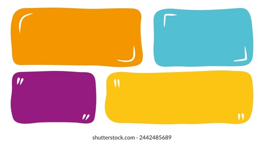 Hand drawn color speech bubbles. Vector illustration isolated on white background