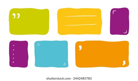 Hand drawn color speech bubbles. Vector illustration isolated on white background