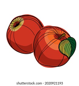 Mano dibujada color manzanas vectoriales.