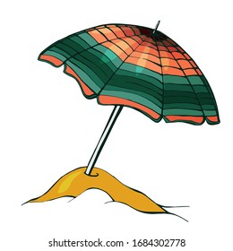 Hand  drawn color vector beach umbrella