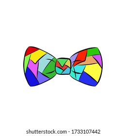 Hand drawn color vector butterfly tie, many color, illustration isolated on white background