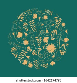 Hand drawn color vector card with wild flowers