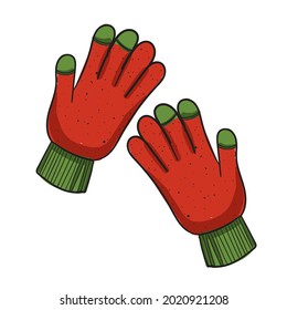 Hand drawn color vector gloves.
