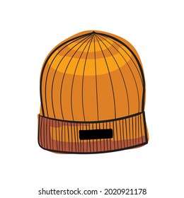 Sombrero de punto vector de color dibujado a mano.