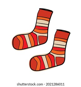 Handgezeichnete farbige Vektorsocken aus Gewirken.