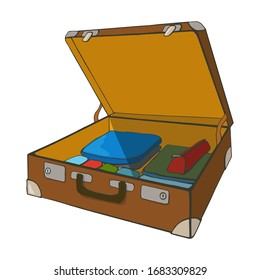 hand  drawn color vector open suitcase