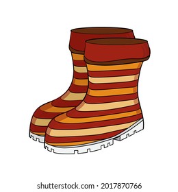 Hand drawn color vector rubber boots.